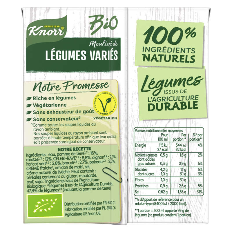 Knorr Organic Vegetable Puree from the Vegetable Garden Brick 30cl