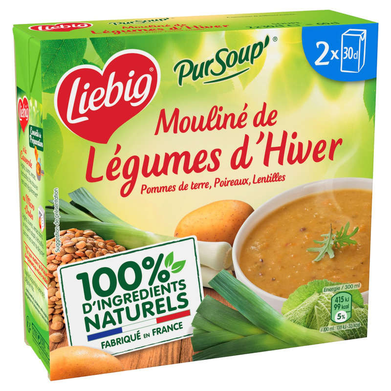 Pursoup Mouline De Legumes D'Hiver Pommes De Terre, Poireaux, Lentilles - Liebig Briques 2X30Cl 2 x 30cl Pursoup Mouline De Legumes D'Hiver Pommes De Terre, Poireaux, Lentilles - Liebig Briques 2X30Cl 2 x 30cl