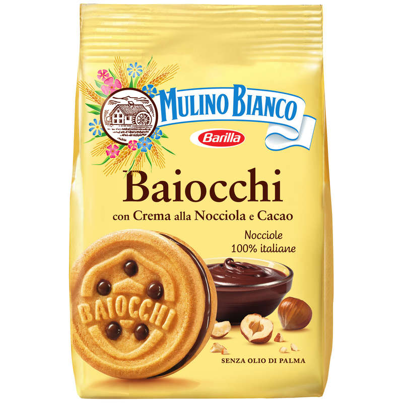 Mulino Bianco Baiocchi Filled With Hazelnut Cream And Cocoa 260G Mulino Bianco Baiocchi Filled With Hazelnut Cream And Cocoa 260G