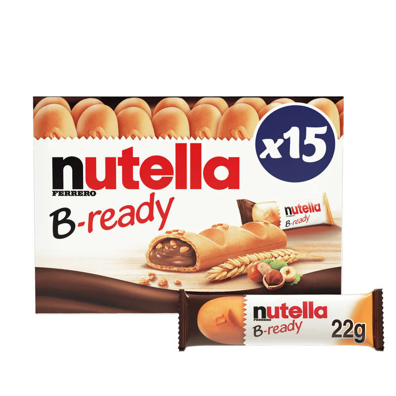 Nutella B-Ready Biscuits fourrés à la pâte à tartiner x 15 portions Nutella B-Ready Biscuits fourrés à la pâte à tartiner x 15 portions