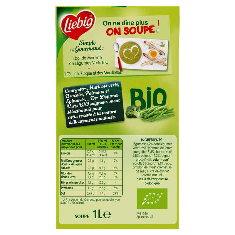 Liebig Organic Green Vegetable Puree 1 L