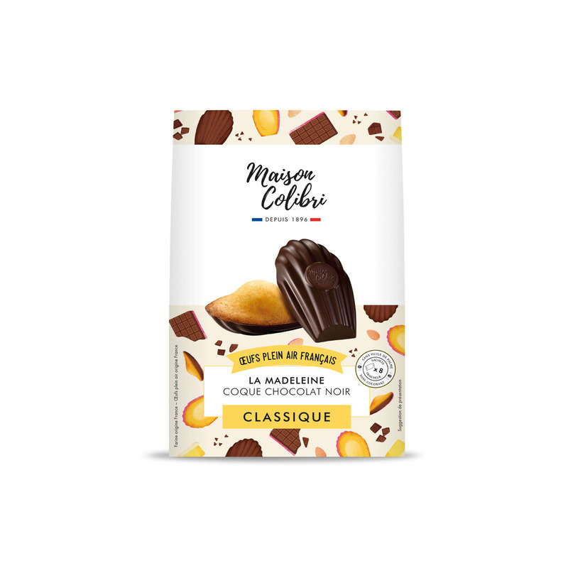 Maison Colibri Madeleines pure butter chocolate shell 240g Maison Colibri Madeleines pure butter chocolate shell 240g