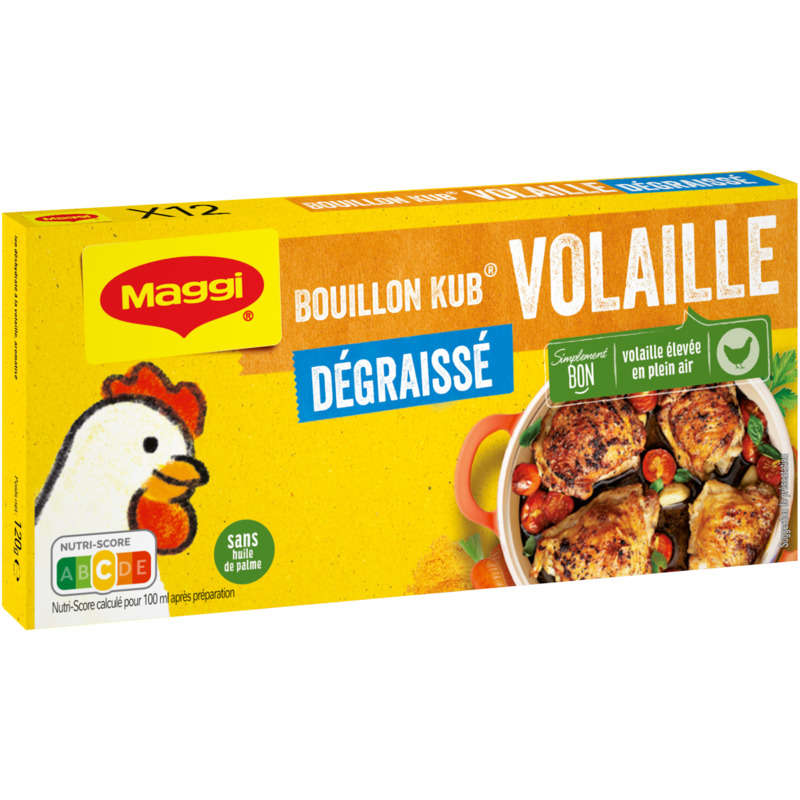 Maggi Bouillon KUB Volaille Dégraissé x12 cubes - 120g Maggi Bouillon KUB Volaille Dégraissé x12 cubes - 120g