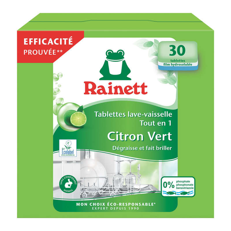 Rainett Ecolabel Dishwasher Tablets All-In-1 Lime X30 Rainett Ecolabel Dishwasher Tablets All-In-1 Lime X30