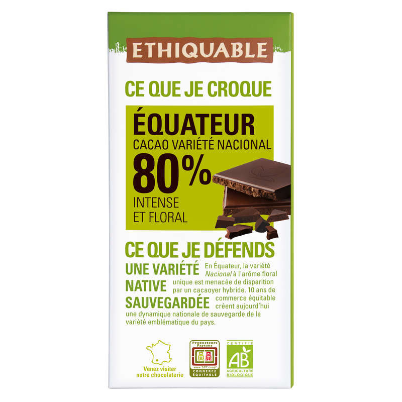 Ehiquable Dark Chocolate 80% Organic 100G Ehiquable Dark Chocolate 80% Organic 100G