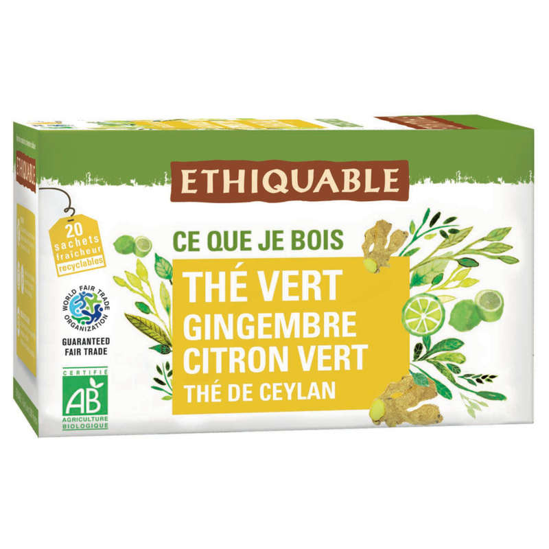 Ethiquable Organic Green Tea Ginger Lime 36G