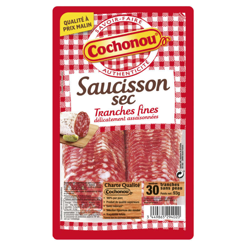 Cochonou Dry Sausage 30 Thin Slices 93G