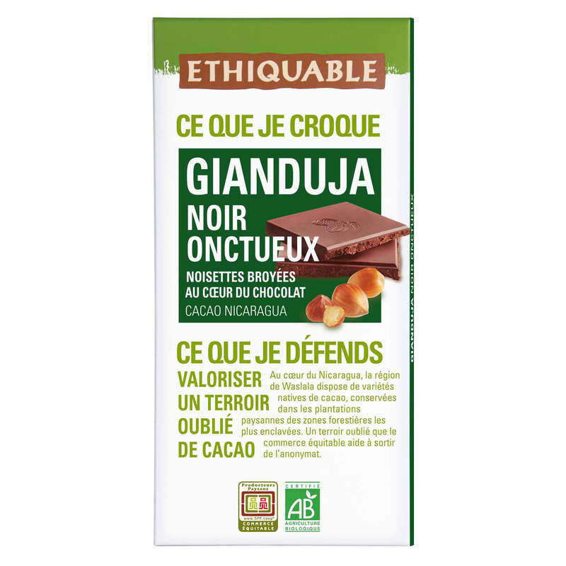 Ethiquable Organic Gianduja Dark Chocolate 100G Ethiquable Organic Gianduja Dark Chocolate 100G