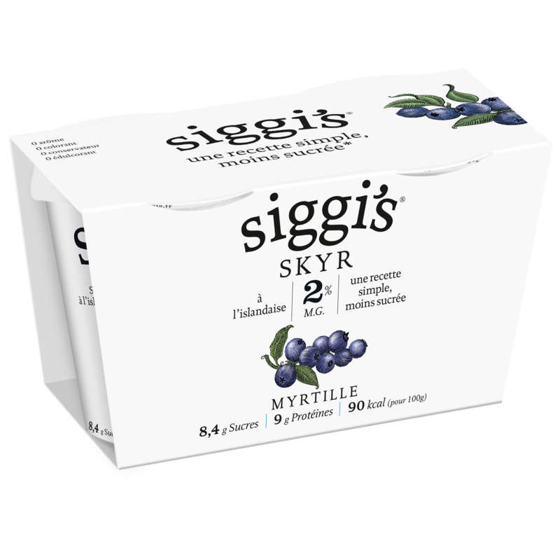 SIGGI'S skyr yogurts 2% fat with blueberry 2x140g