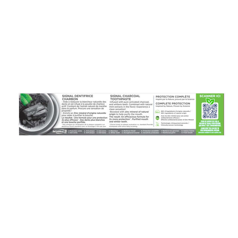Signal Integral Antibacterial Toothpaste 8 Nature Elements Charcoal Whitening & Detox 75Ml