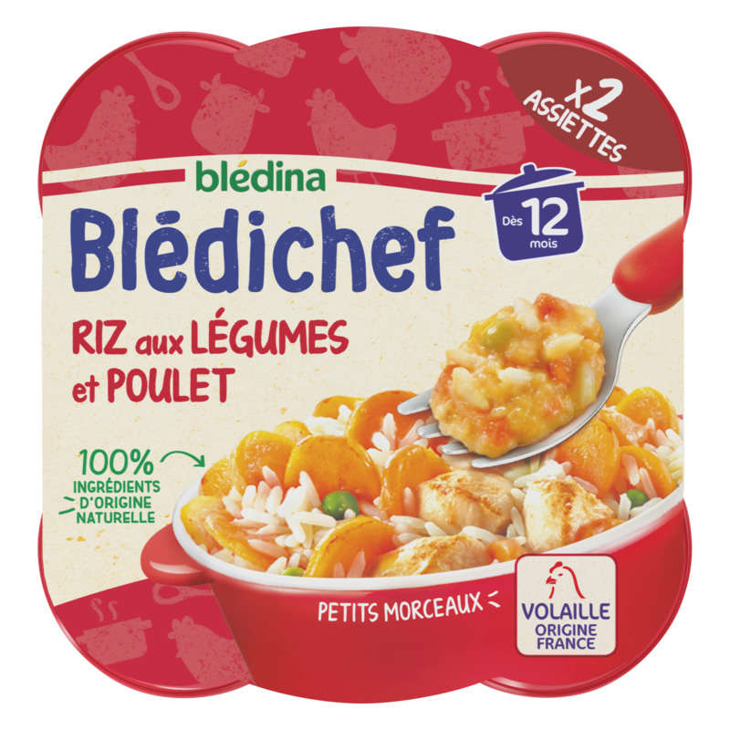 Blédina bledichef rice dish with vegetables and chicken from 12 months 2x230g