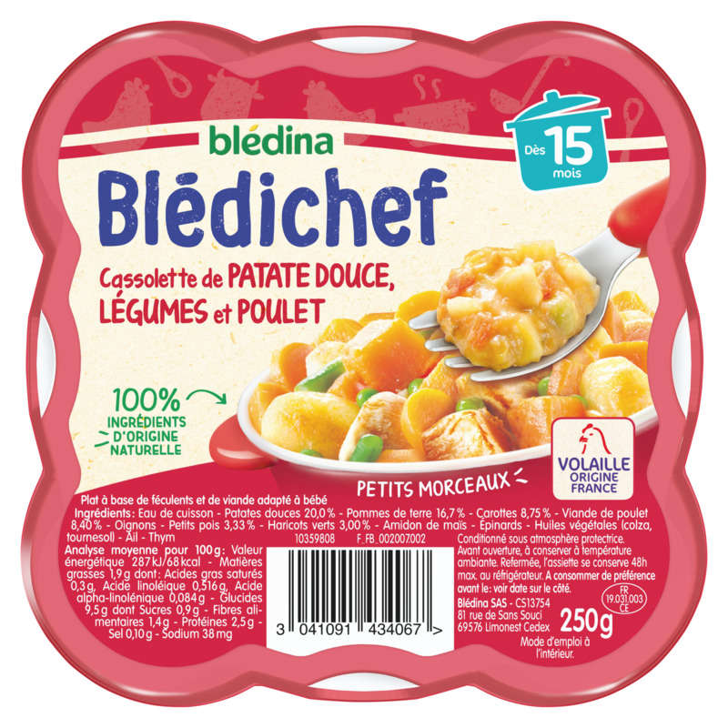Blédina Sweet Potato, Vegetable and Chicken Casserole, from 15 Months 250g