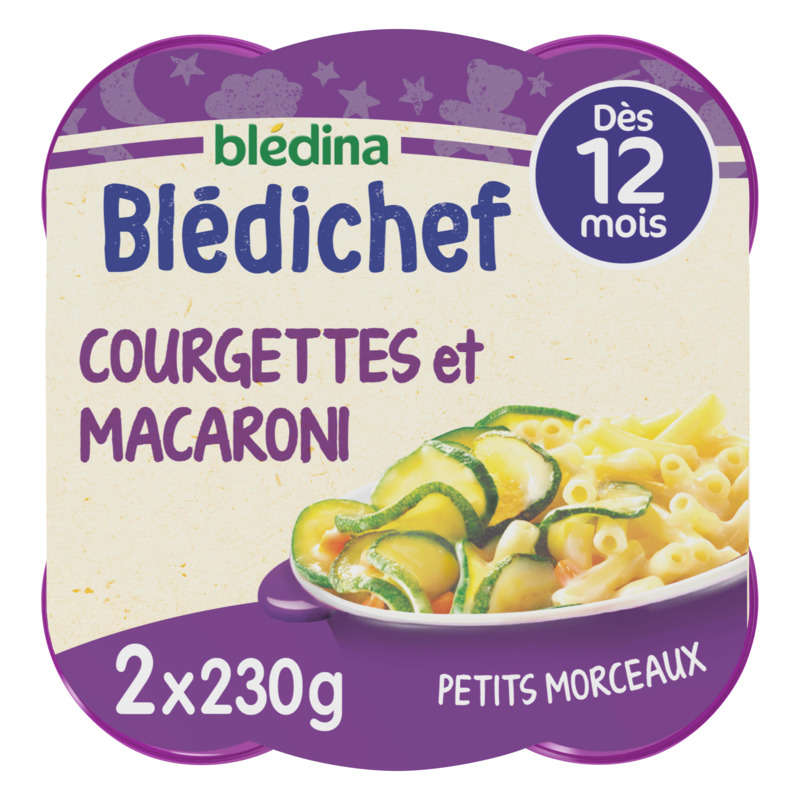Blédina blédichef fondue de courgette et petits macaroni 2x230g Blédina blédichef fondue de courgette et petits macaroni 2x230g