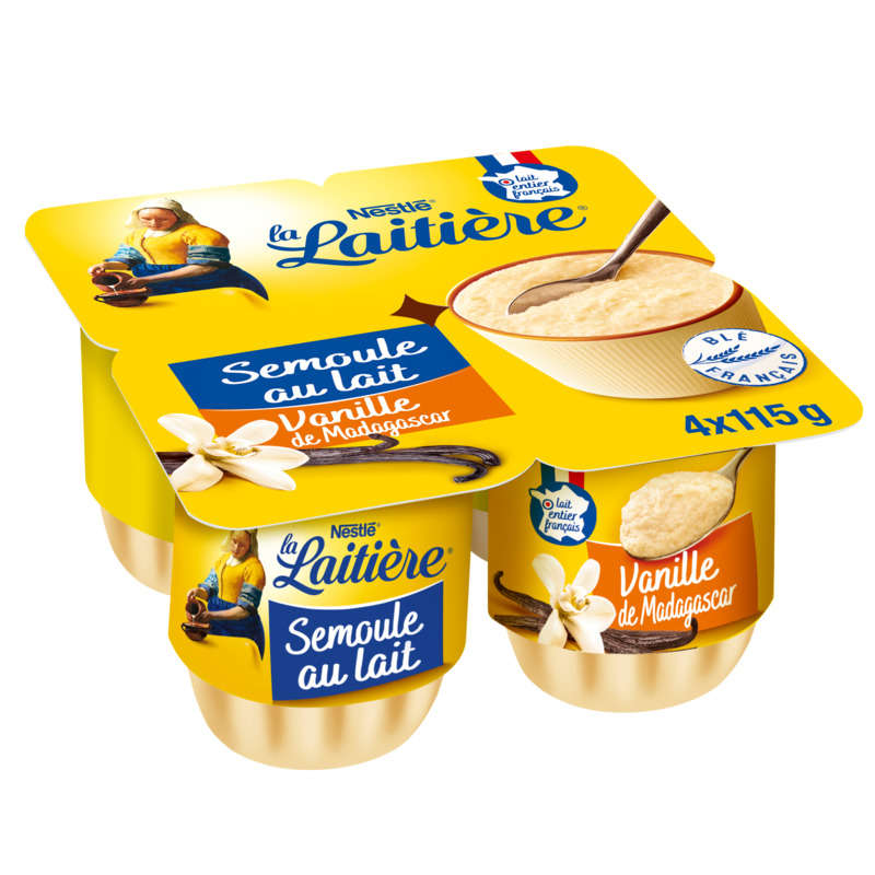 Nestlé La Laitière Semoule au lait à la vanille de Madagascar 4x115 g Nestlé La Laitière Semoule au lait à la vanille de Madagascar 4x115 g