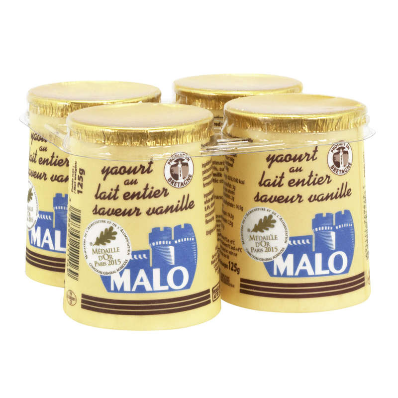 Malo Whole Milk Yogurt Vanilla Flavor 4x125g