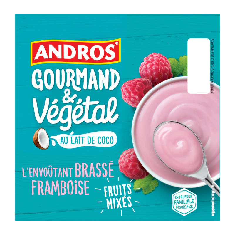 Andros vegetable raspberry & coconut milk 4x100g