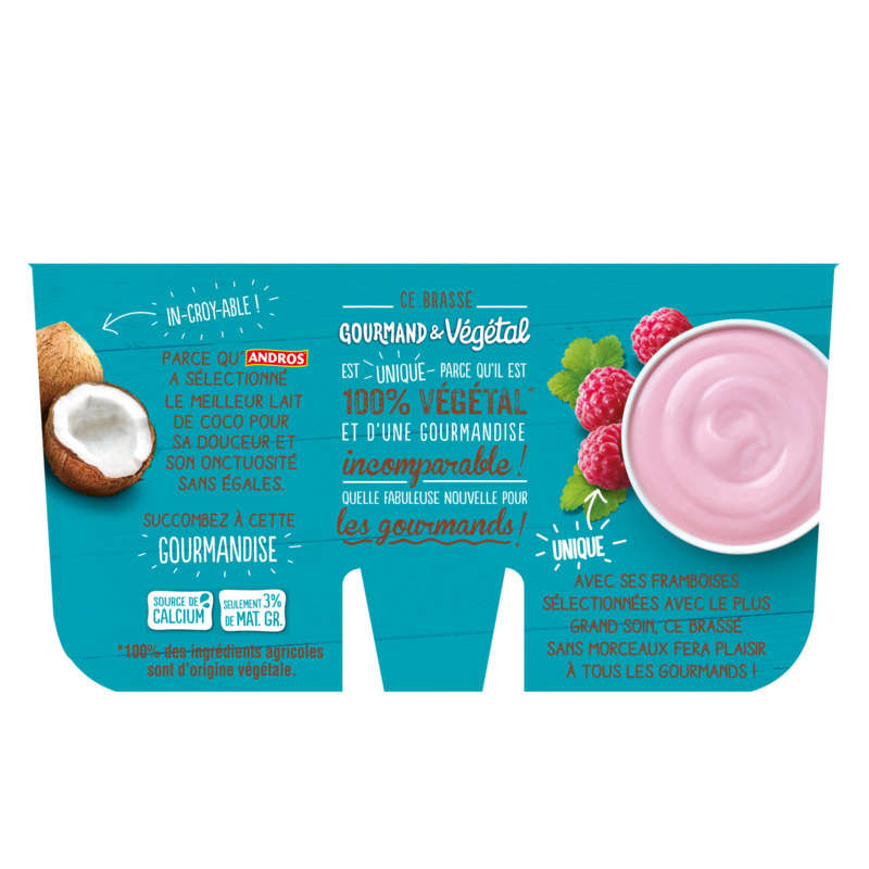Andros vegetable raspberry & coconut milk 4x100g
