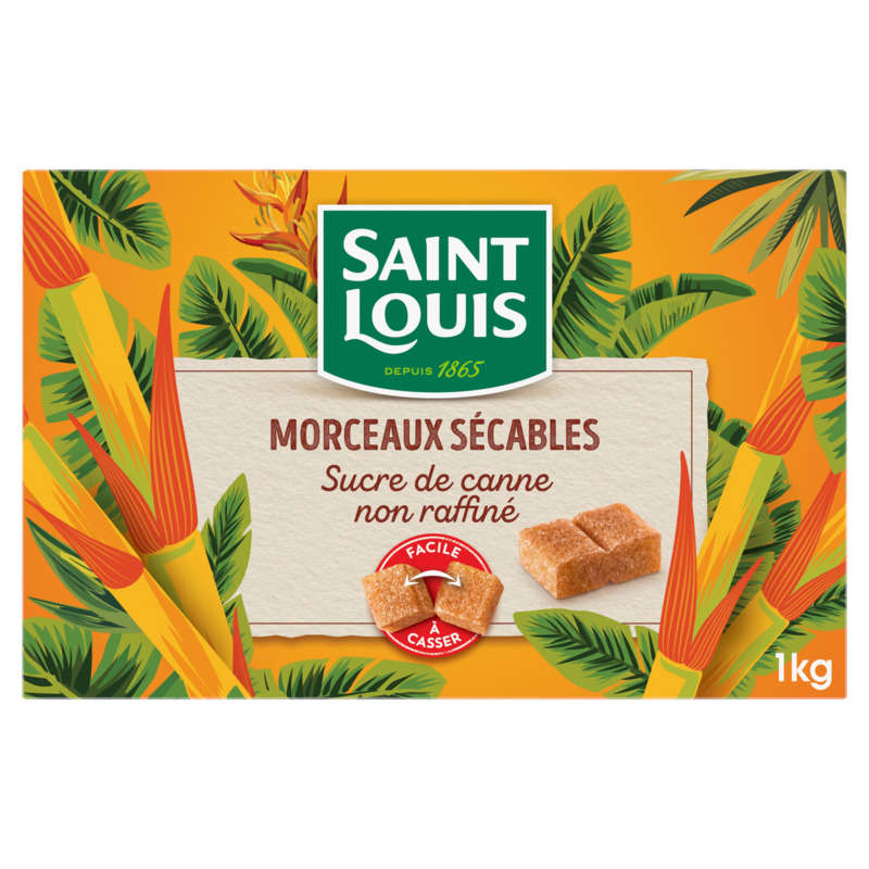 Saint Louis Sucre De Canne Non Raffiné, Morceaux Sécables 1Kg Saint Louis Sucre De Canne Non Raffiné, Morceaux Sécables 1Kg