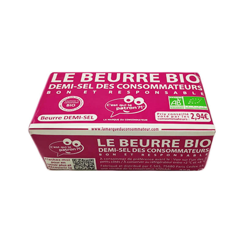 C'est Qui Le Patron Beurre Demi Sel Bio 250gr C'est Qui Le Patron Beurre Demi Sel Bio 250gr