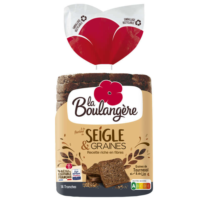 La Boulangère Pain de mie tranché aux graines de Lin et Tournesol 500g La Boulangère Pain de mie tranché aux graines de Lin et Tournesol 500g