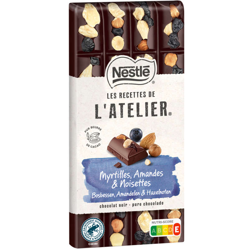Nestlé Tablette De Chocolat Noir Myrthilles Amandes Et Noisettes 170G Nestlé Tablette De Chocolat Noir Myrthilles Amandes Et Noisettes 170G