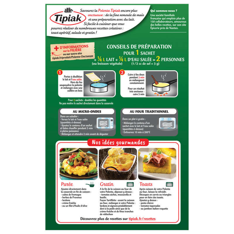 Tipiak Creamy Polenta, Ready in 3 Minutes, 4 X 100G