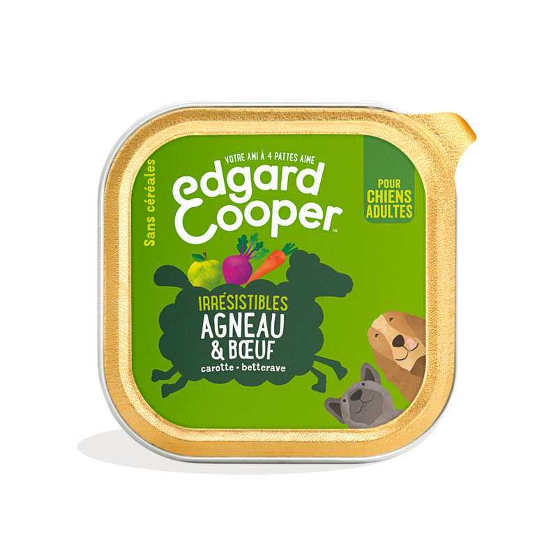 Edgard&Cooper Barquette Chien Adulte Edgard & Cooper Naturelle Sans Céréales Agneau & Boeuf - 100G Edgard&Cooper Barquette Chien Adulte Edgard & Cooper Naturelle Sans Céréales Agneau & Boeuf - 100G