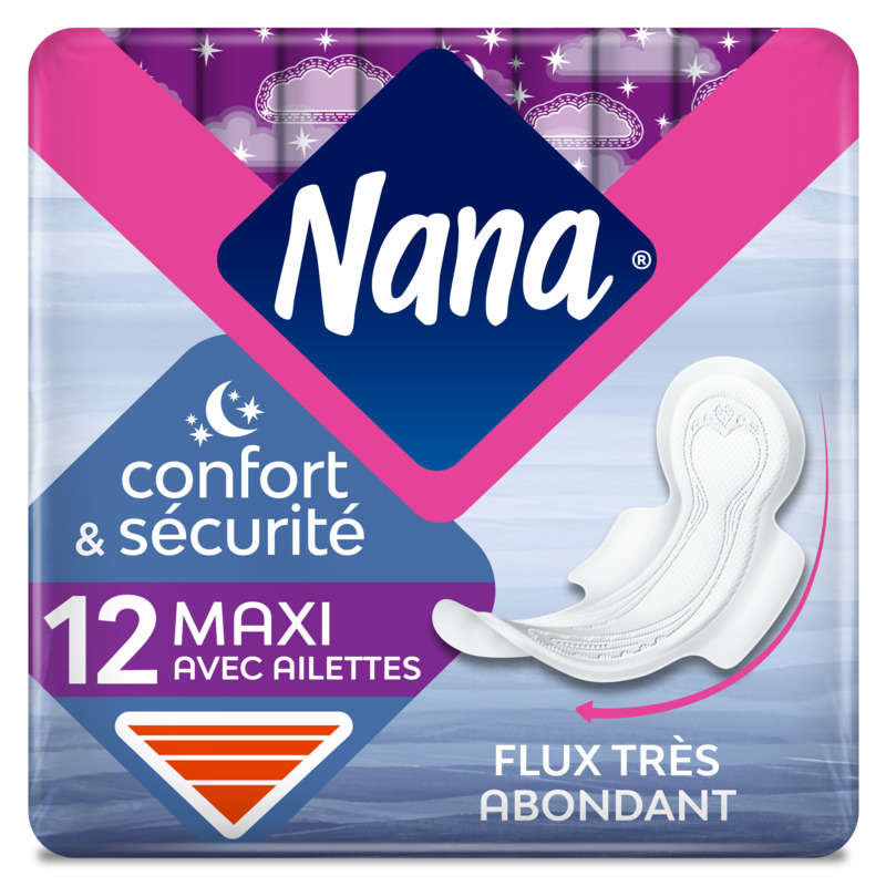 Nana Serviettes Hygiéniques Maxi Goodnight X12 Nana Serviettes Hygiéniques Maxi Goodnight X12