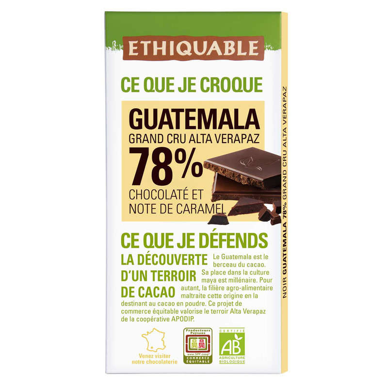 Ethiquable Chocolat noir 78% Bio 100g Ethiquable Chocolat noir 78% Bio 100g