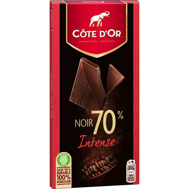 Côte d'Or Tablette Chocolat Noir Intense 70% 100g Côte d'Or Tablette Chocolat Noir Intense 70% 100g