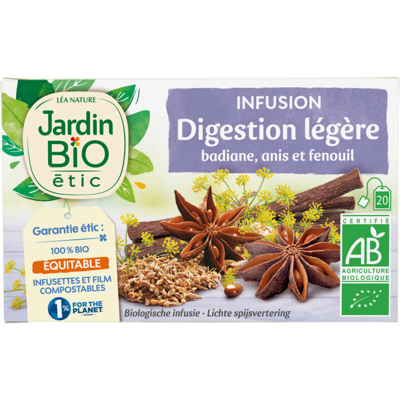 Jardin Bio Etic Infusion Digestion Légère Bio Sachet x20 30g Jardin Bio Etic Infusion Digestion Légère Bio Sachet x20 30g
