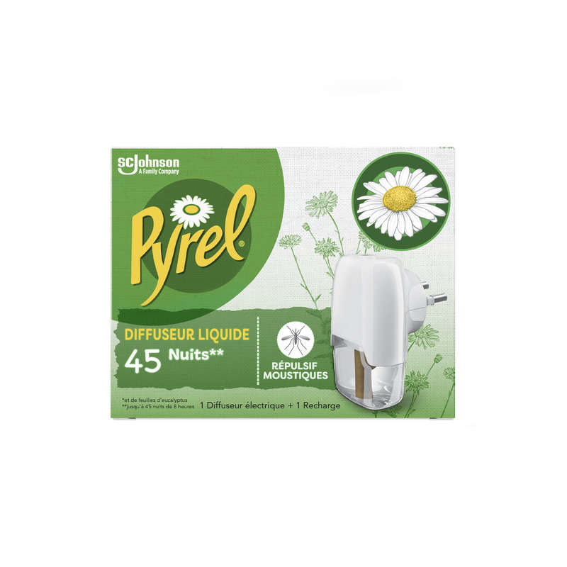 Pyrel diffuseur électrique liquide répulsif moustiques 45 nuits 32ml