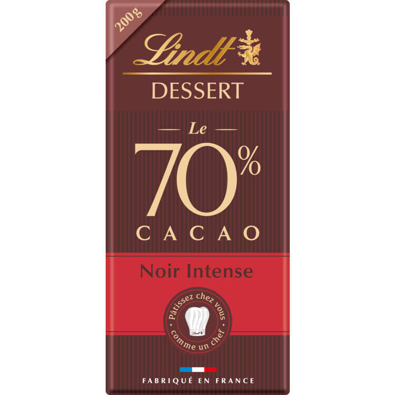 Lindt dessert tablette chocolat noir 70% intense 200g Lindt dessert tablette chocolat noir 70% intense 200g
