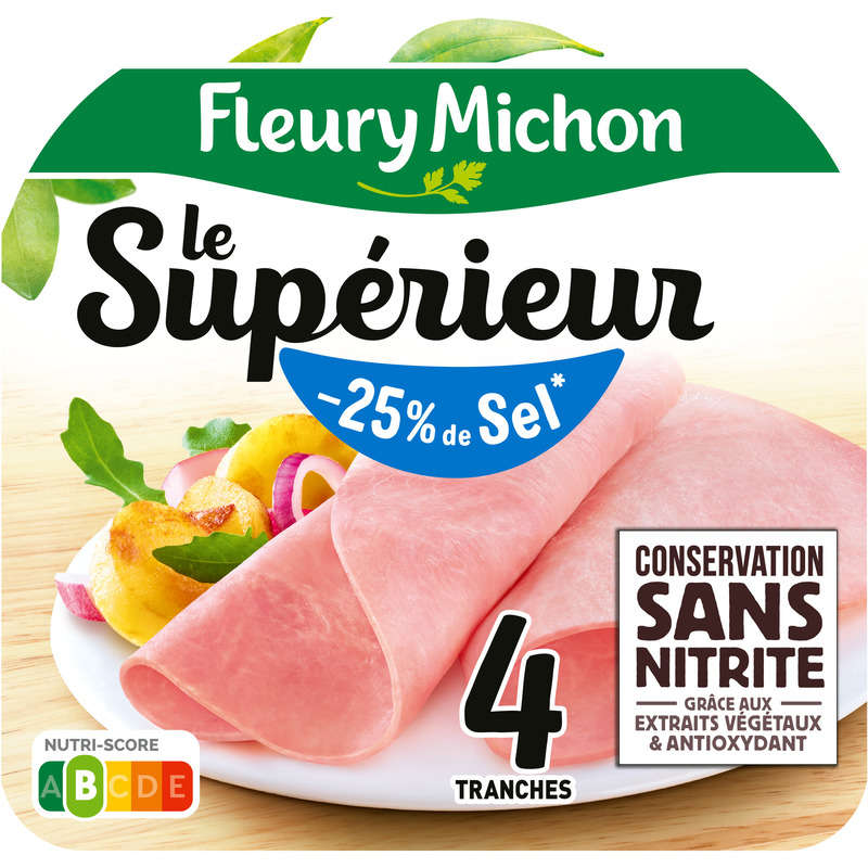 Fleury Michon Jambon -25% Sel Sans Nitrite X4 Le Supérieur Fleury Michon Jambon -25% Sel Sans Nitrite X4 Le Supérieur