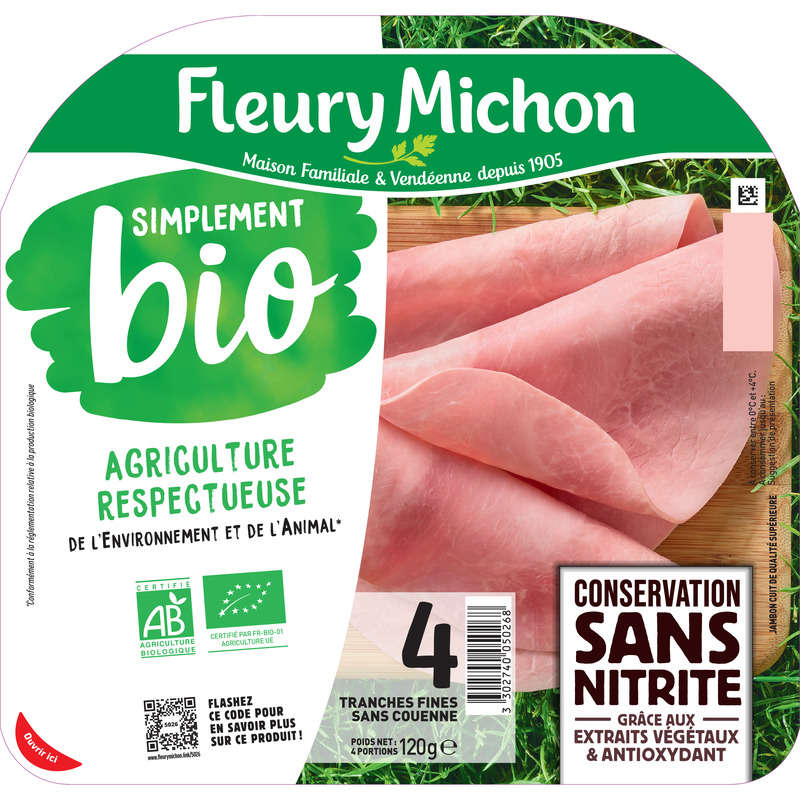 Fleury Michon Simply Organic Ham X4