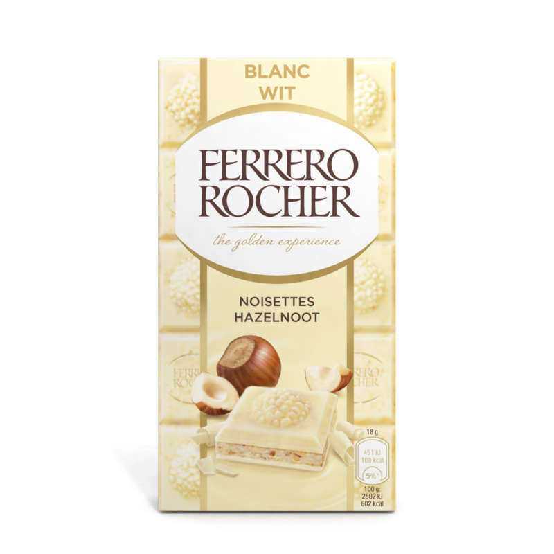 Ferrero Rocher White Chocolate Bar with Hazelnuts 90G