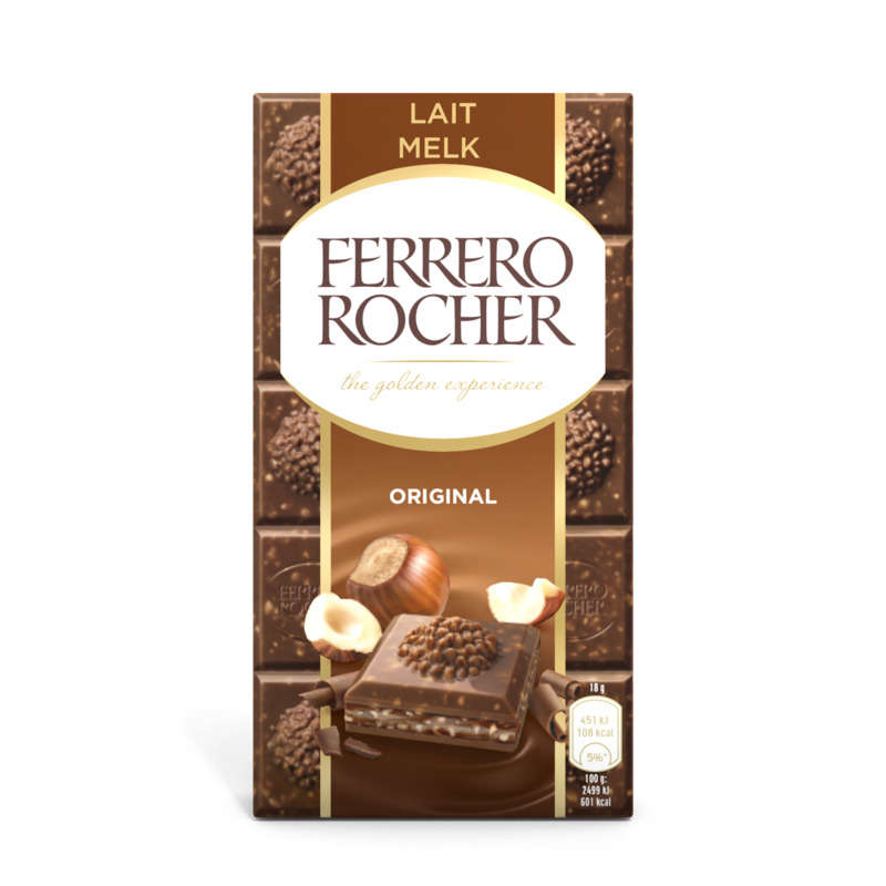 Ferrero Rocher Original Tablette Chocolat Au Lait Noisettes 90G Ferrero Rocher Original Tablette Chocolat Au Lait Noisettes 90G