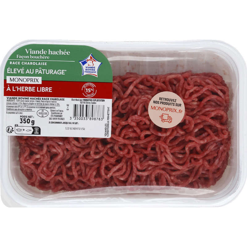Monoprix Butcher's Style Minced Beef 15% Mg 350G