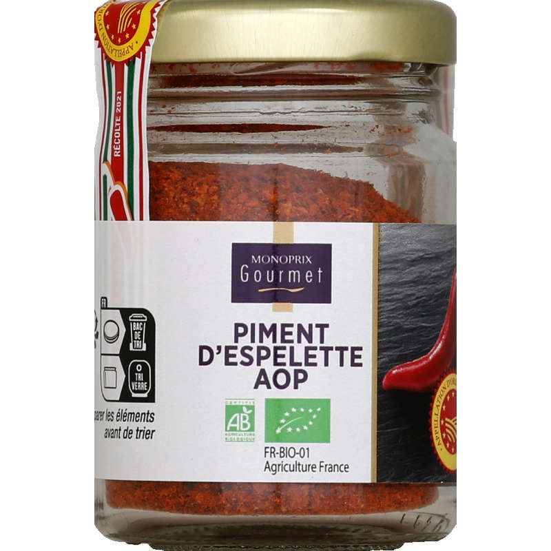 Monoprix Gourmet Piment d'Espelette AOP Bio 40g Monoprix Gourmet Piment d'Espelette AOP Bio 40g
