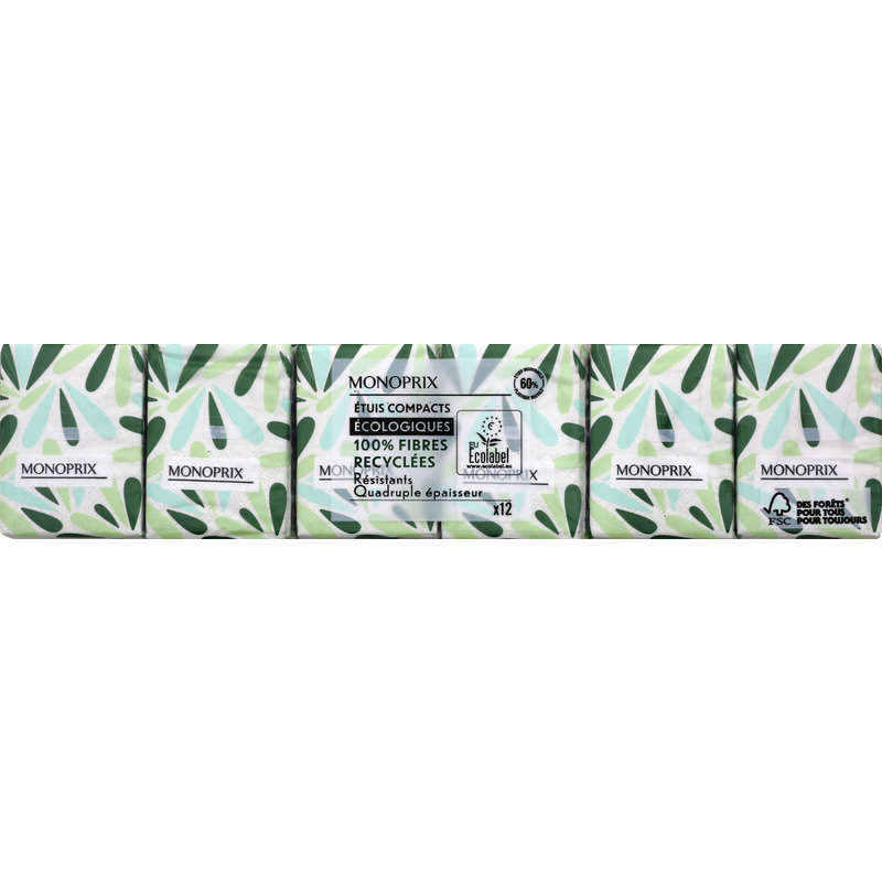 Monoprix handkerchiefs compact cases recycled x12