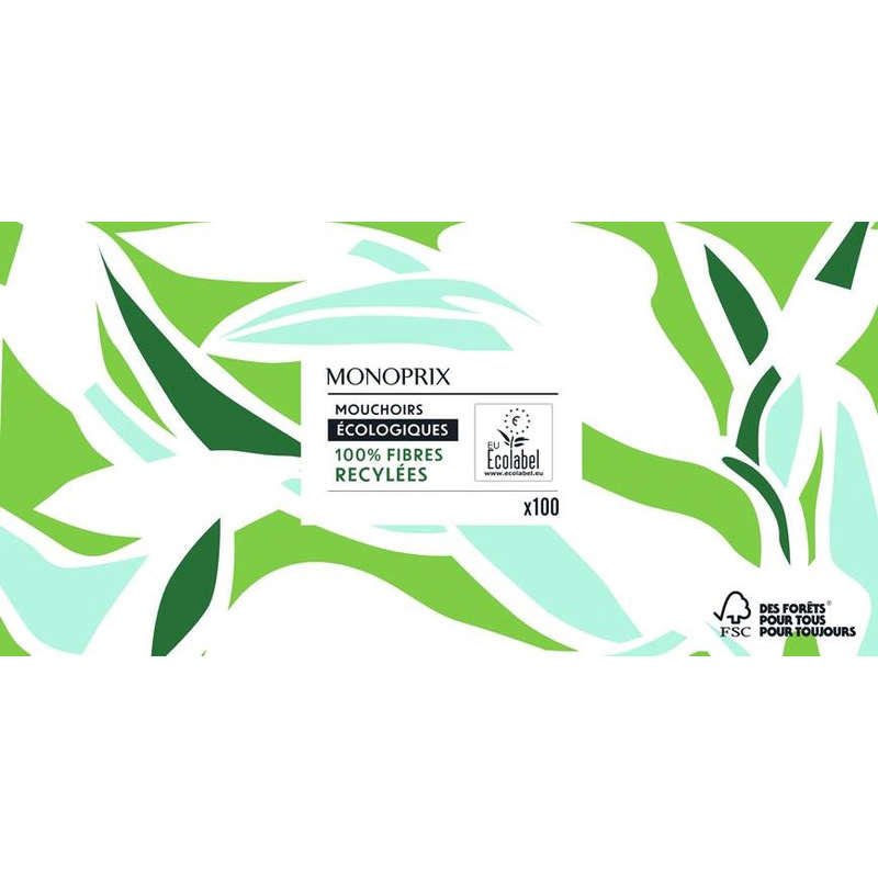 Monoprix ecological handkerchiefs 100% recycled fibers x100