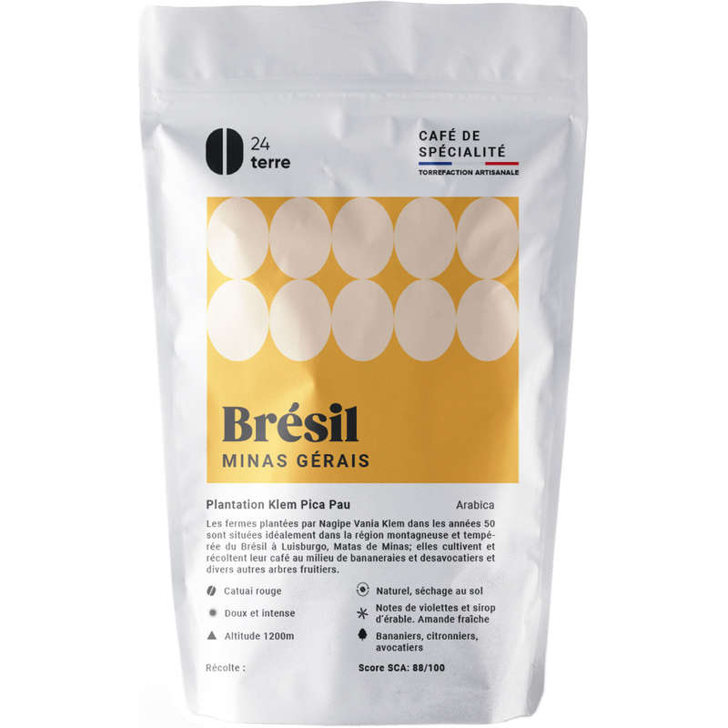 24 Terre Café Brésil Minas Gérais Grains 200g 24 Terre Café Brésil Minas Gérais Grains 200g