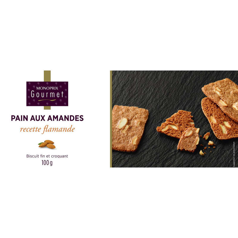 Monoprix Gourmet pain aux amandes 100g Monoprix Gourmet pain aux amandes 100g