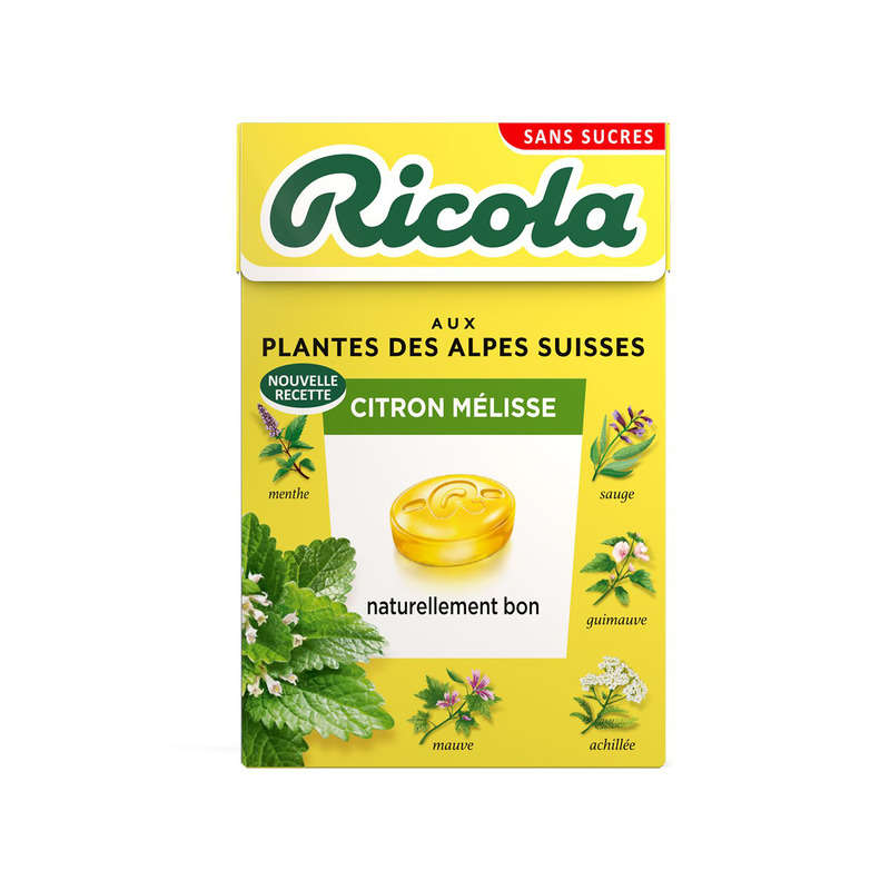 Ricola Bonbons Citron Mélisse sans Sucres Boite de 50 Ricola Bonbons Citron Mélisse sans Sucres Boite de 50