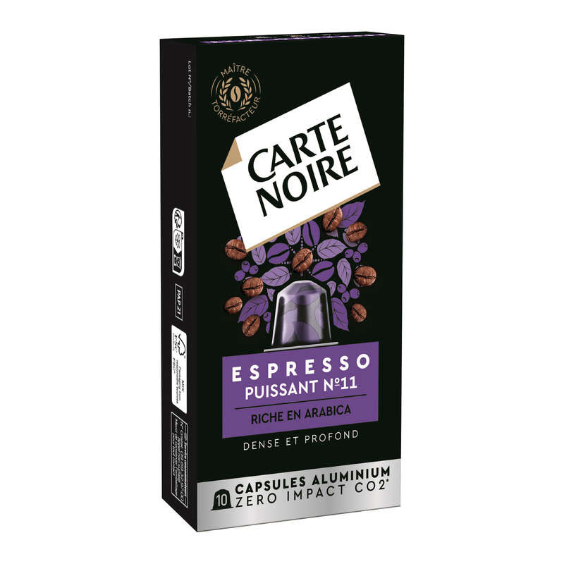 Carte Noire Capsules Aluminium Espresso Puissant N°11 x10-55g Carte Noire Capsules Aluminium Espresso Puissant N°11 x10-55g