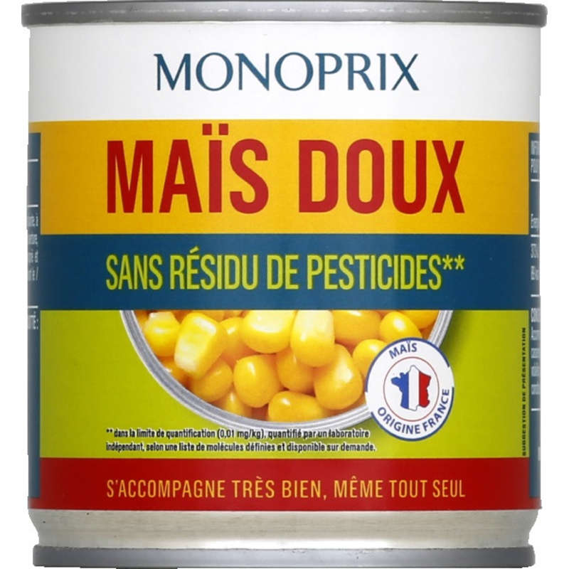 Monoprix sweet corn without pesticide residues 140g