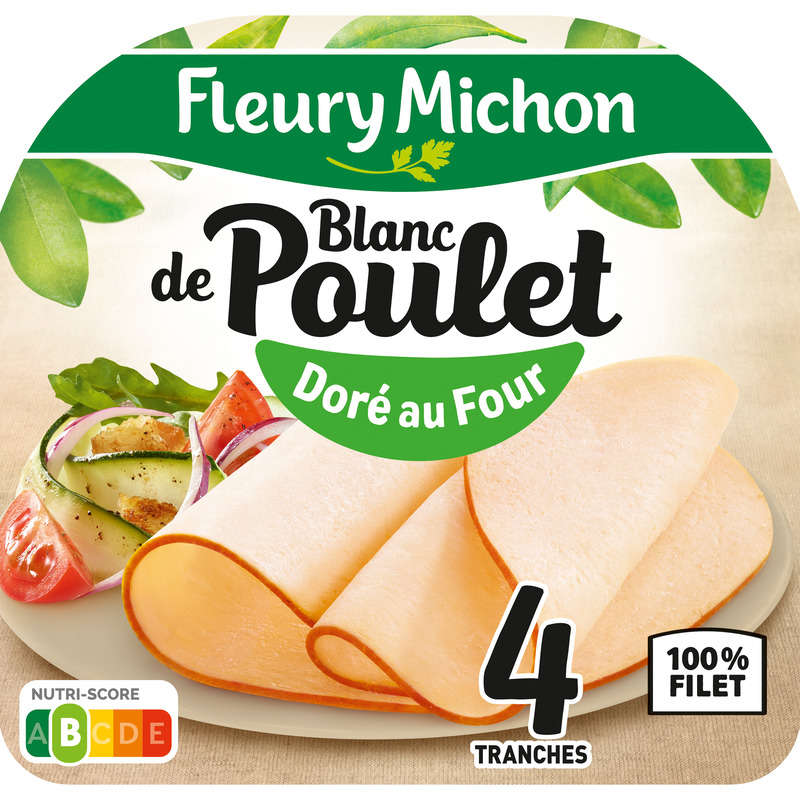 Fleury Michon Blanc de Poulet Doré au Four x4 Tranches 160 g Fleury Michon Blanc de Poulet Doré au Four x4 Tranches 160 g