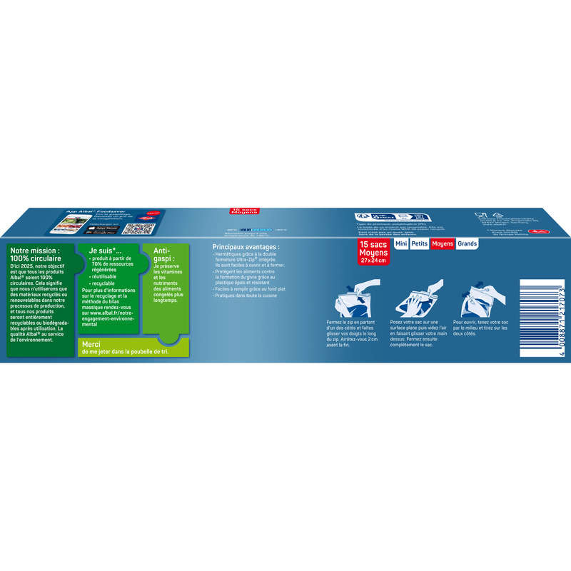 Albal Ultra Zip Freezer Bags Medium X15 Albal Ultra Zip Freezer Bags Medium X15