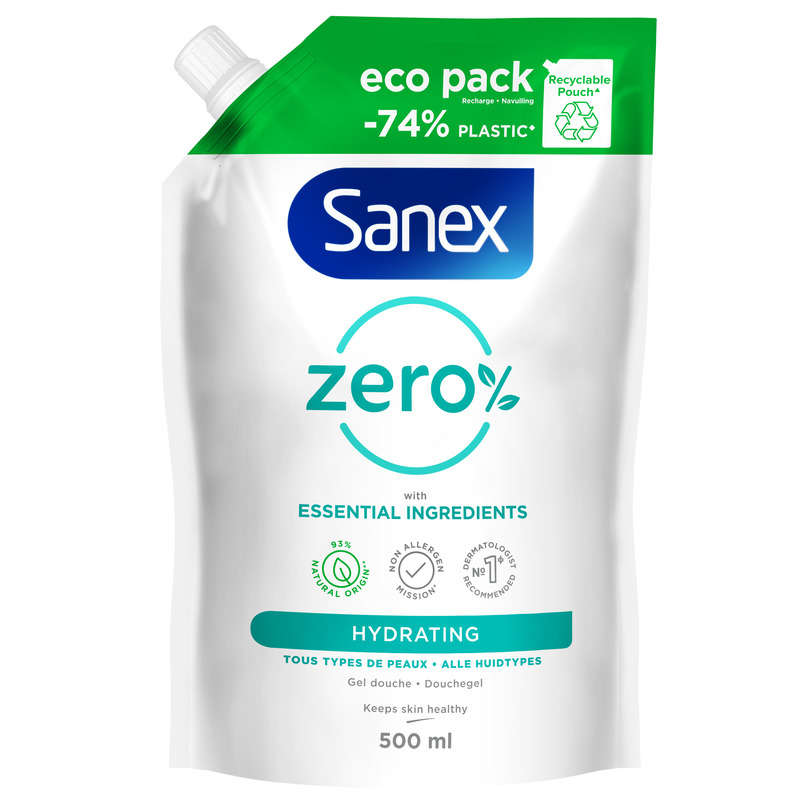 Sanex Zero% Moisturizing Shower Gel Refill All Skin Types 500ml