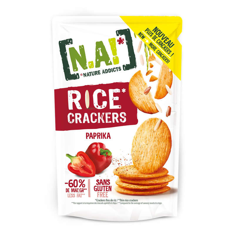 Nature Addicts Rice Crackers saveur paprika 85g Nature Addicts Rice Crackers saveur paprika 85g